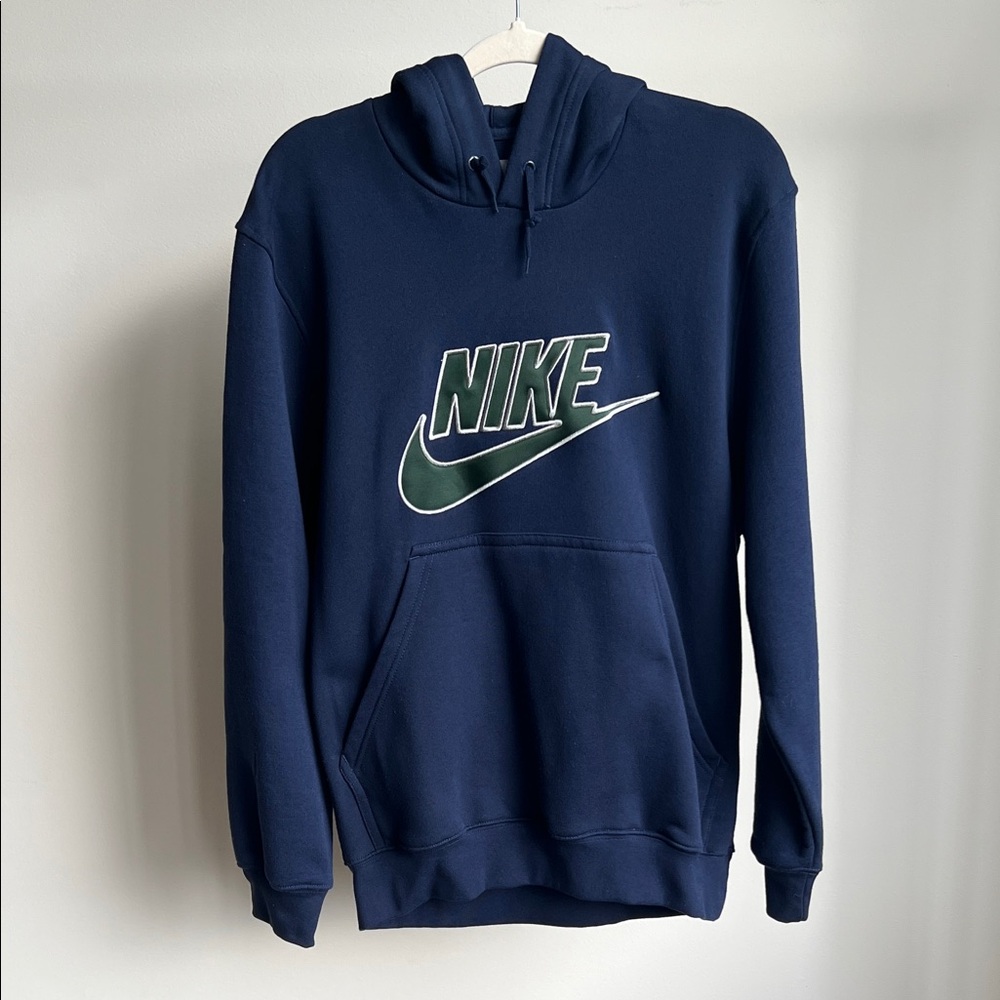 Nike Deadstock Navy Blue Hoodie with Green Logo (2003)